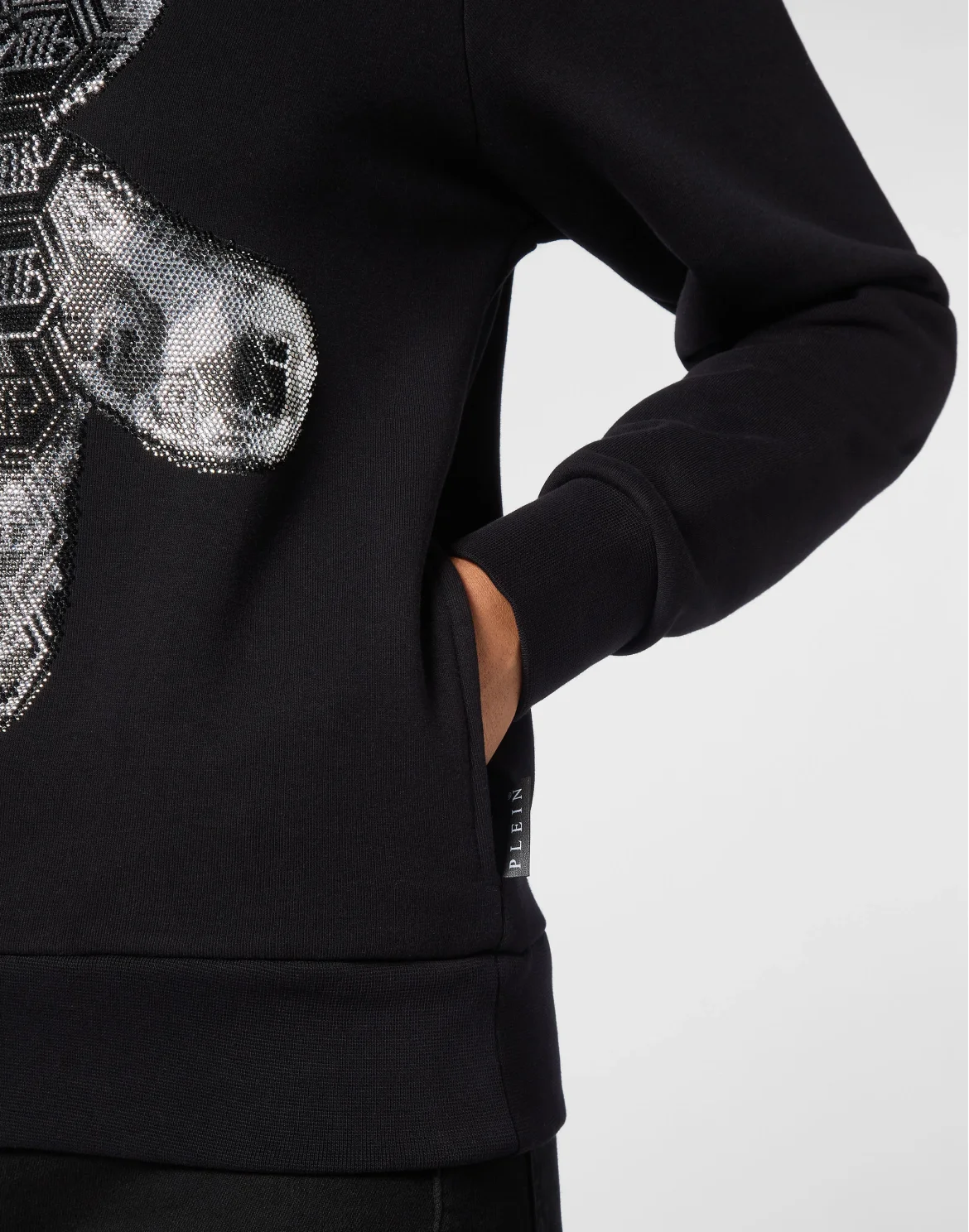 Oversize Hoodie Sweatshirt Strass Teddy Bear, цвет: Черный