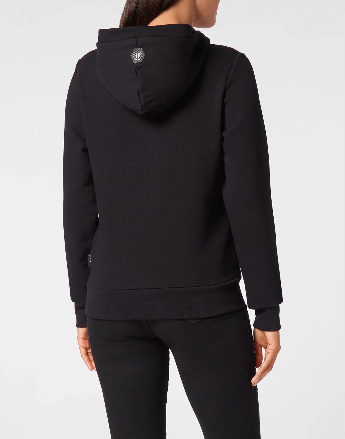 Oversize Hoodie Sweatshirt Strass Teddy Bear, цвет: Черный