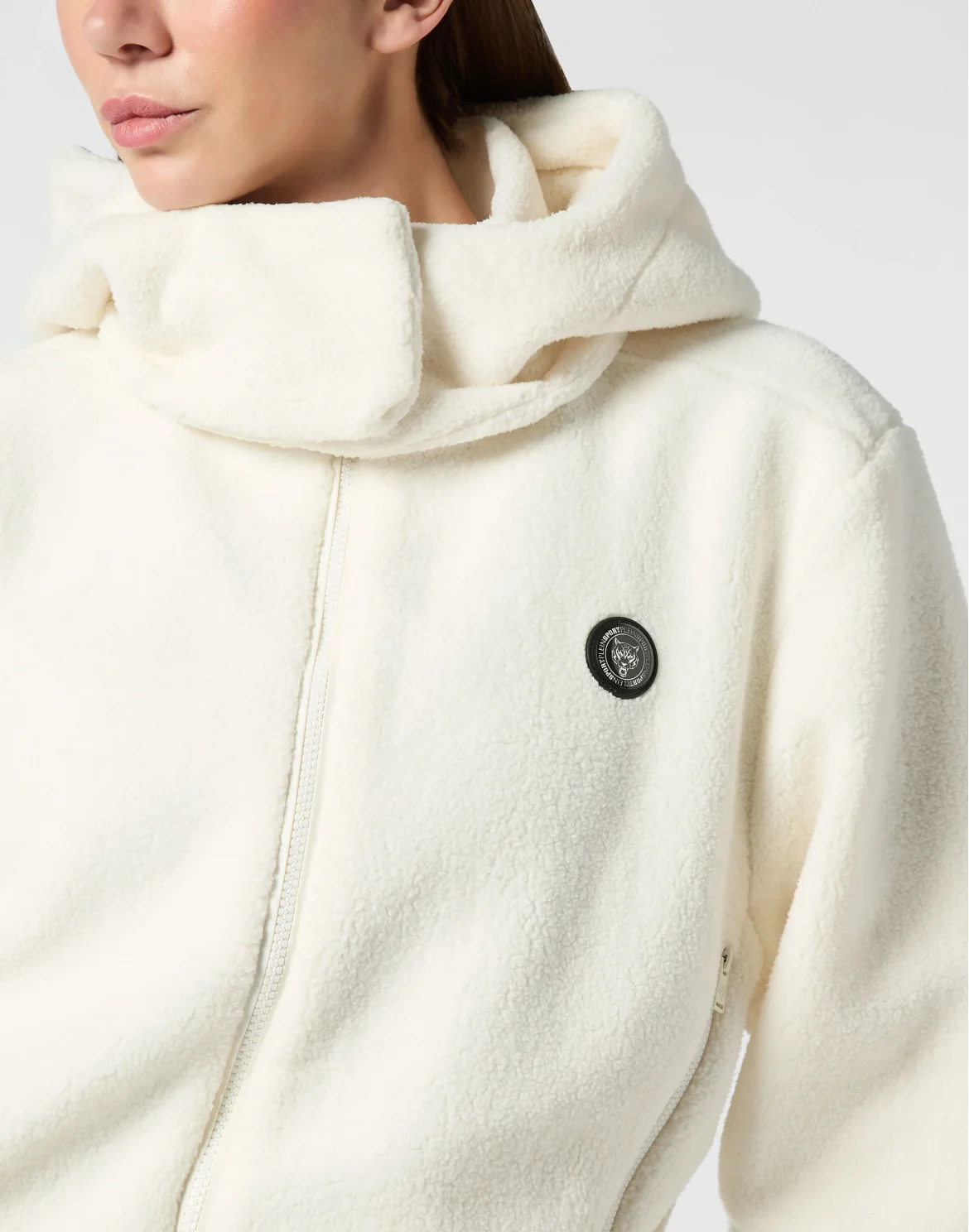 Sherpa Puffered Hoodie Sweatjacket, цвет: Белый