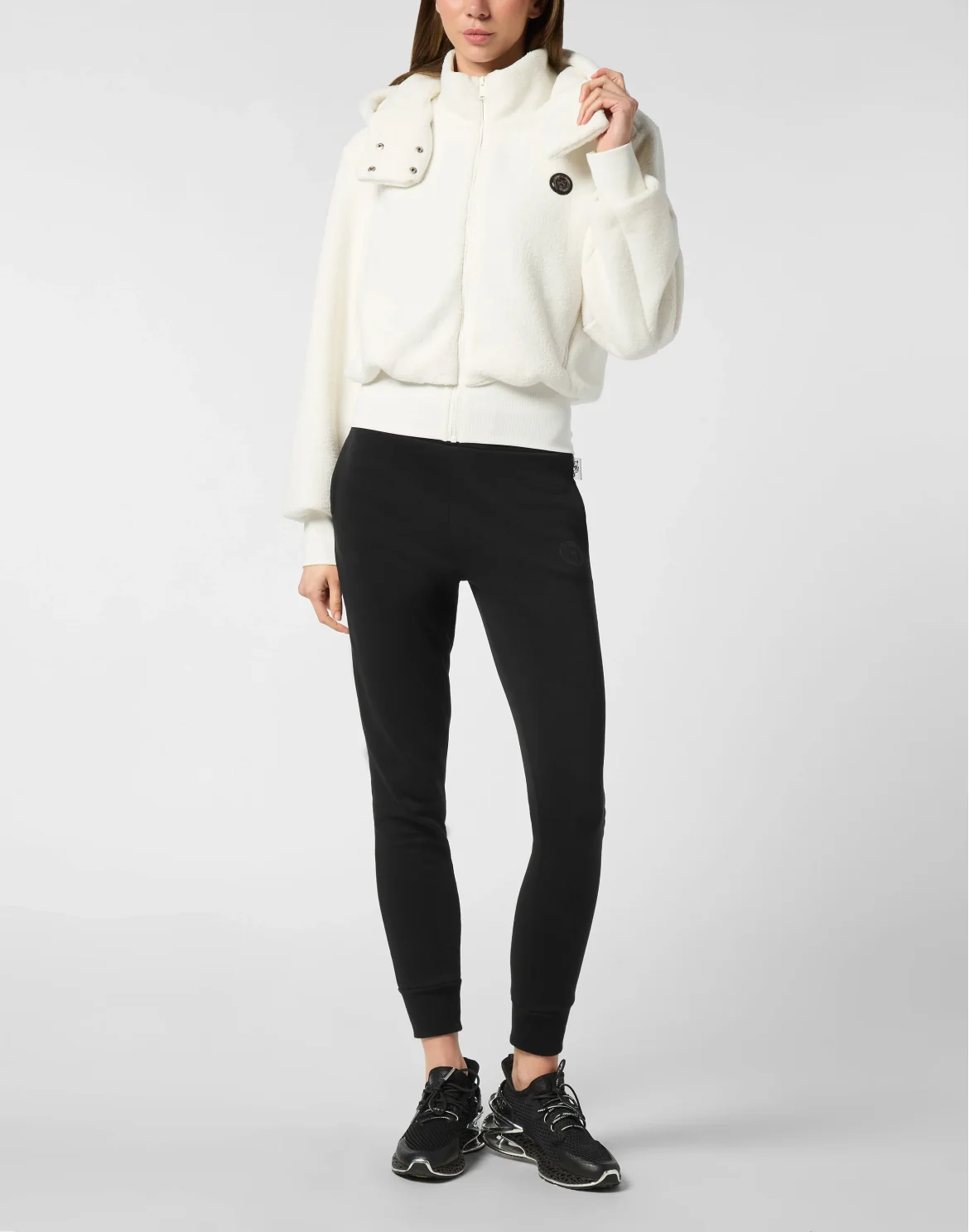 Sherpa Puffered Hoodie Sweatjacket, цвет: Белый