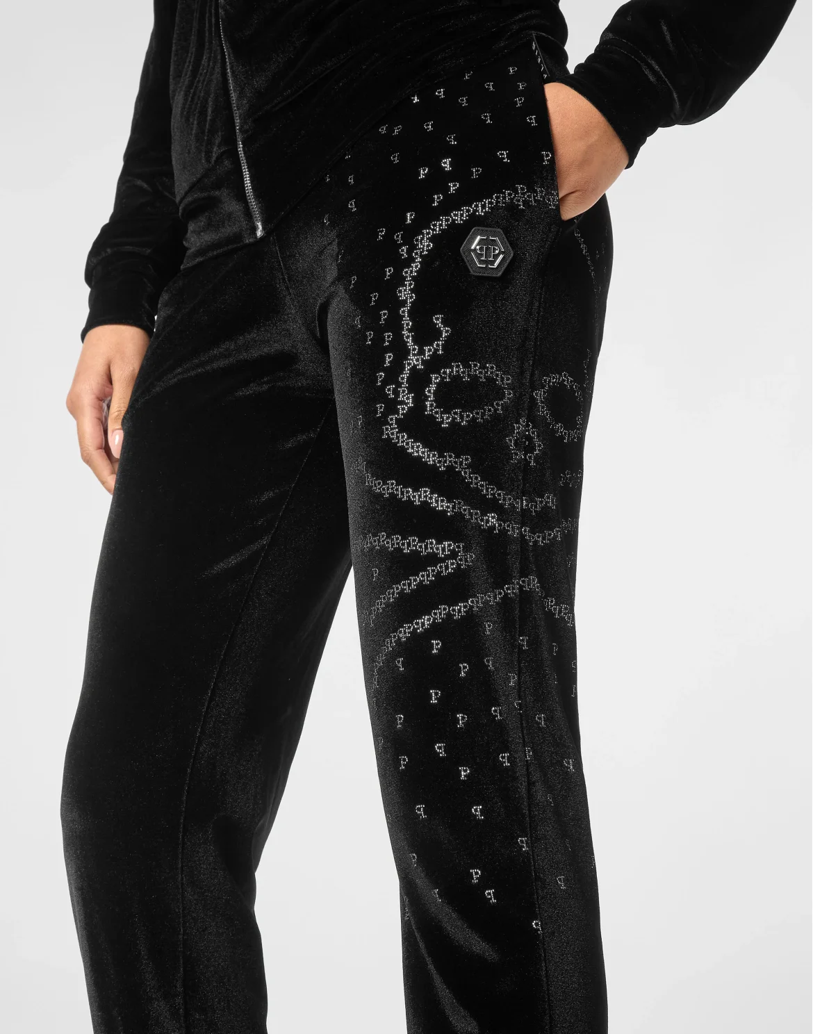 Jogging Set Hoodie/Trousers Strass Skull&Bones, цвет: Черный