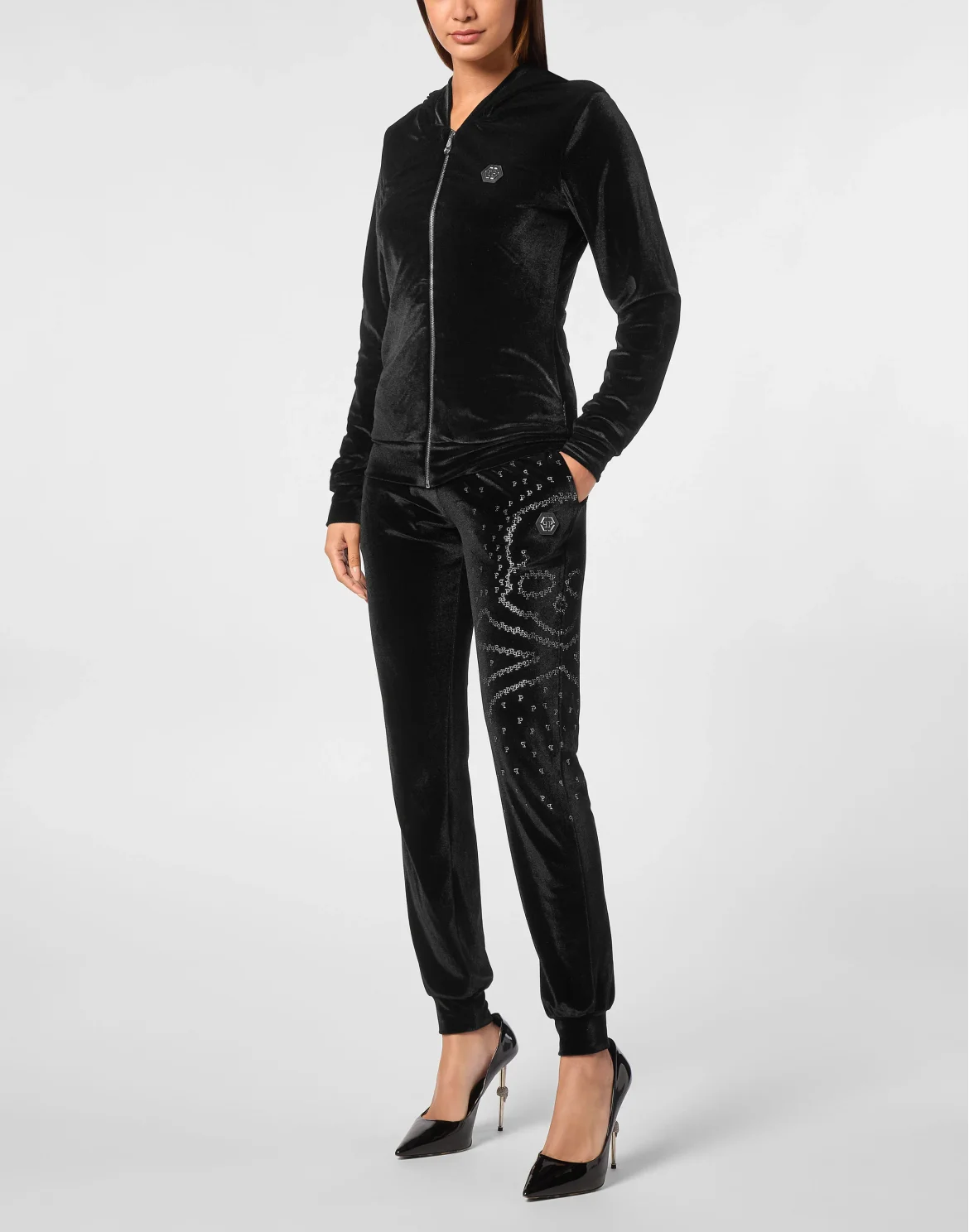 Jogging Set Hoodie/Trousers Strass Skull&Bones, цвет: Черный