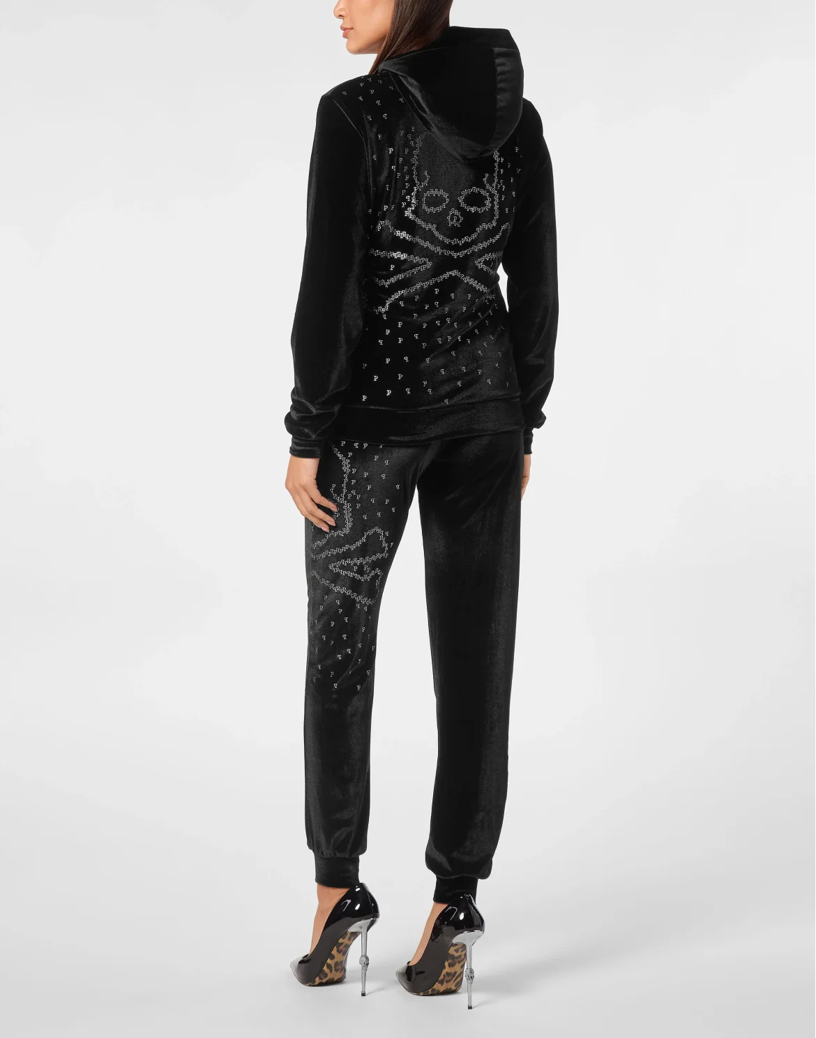 Jogging Set Hoodie/Trousers Strass Skull&Bones, цвет: Черный