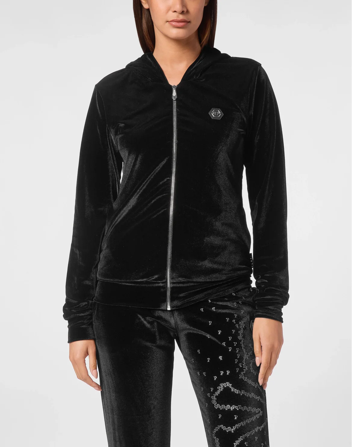 Jogging Set Hoodie/Trousers Strass Skull&Bones, цвет: Черный