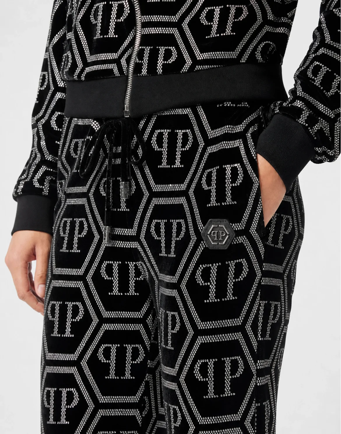 Jogging Set Top/Trousers Strass Monogram, цвет: Черный