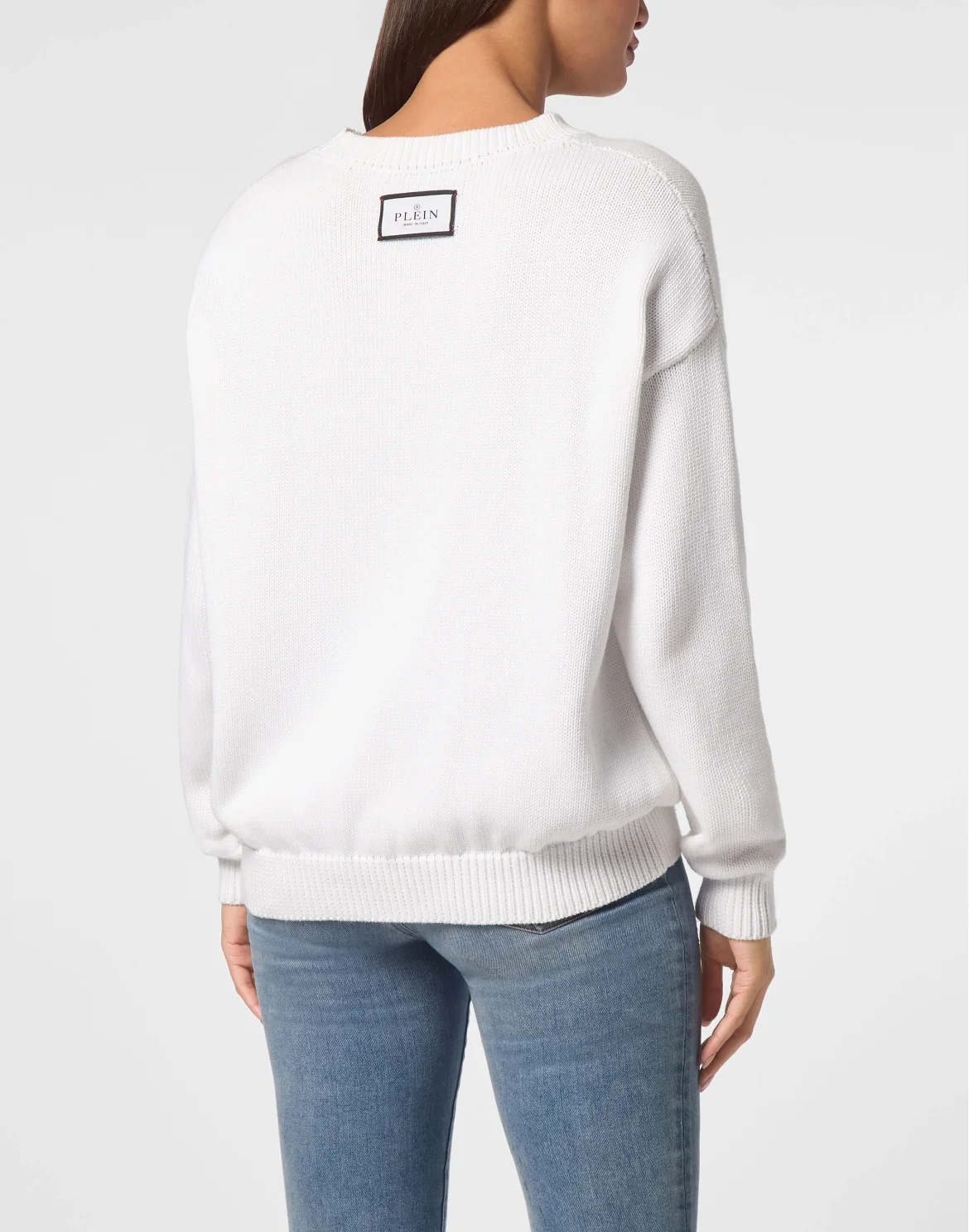 Knitted Pullover Round Neck Long-Sleeve Hexagon, цвет: Белый