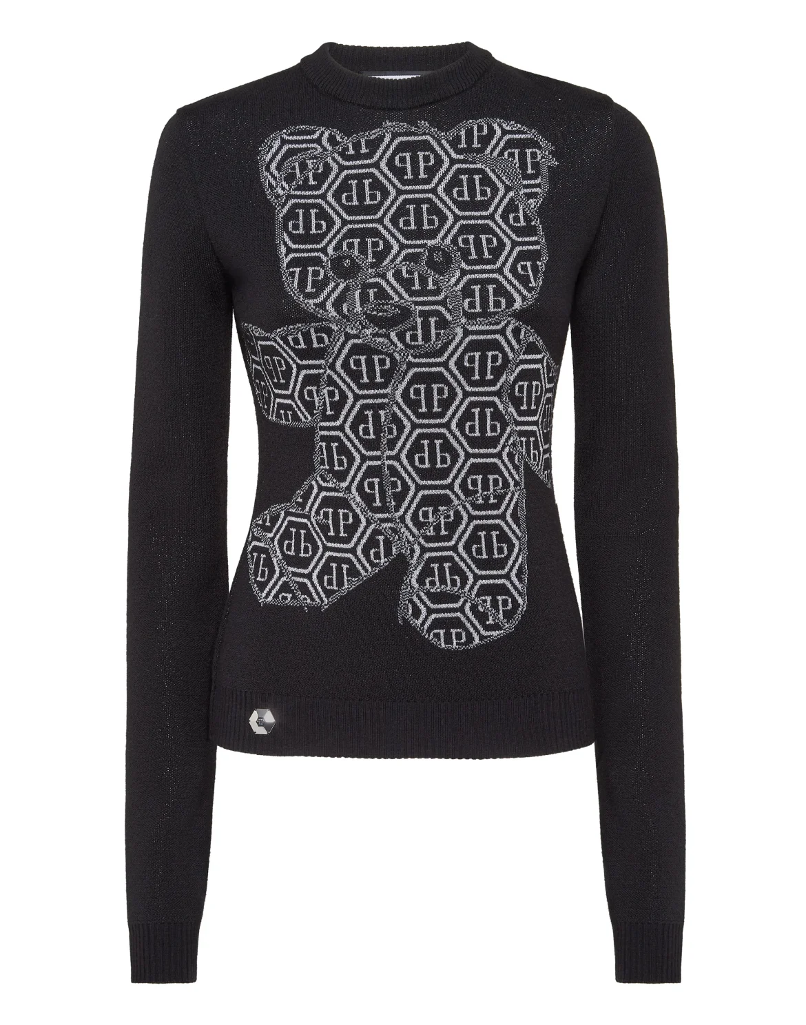 Pullover Round Neck Sexy Pure Strass Teddy Bear, цвет: Черный
