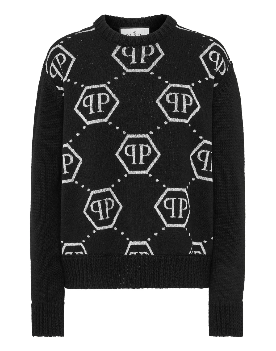 Pullover Round Neck Strass Monogram, цвет: Черный