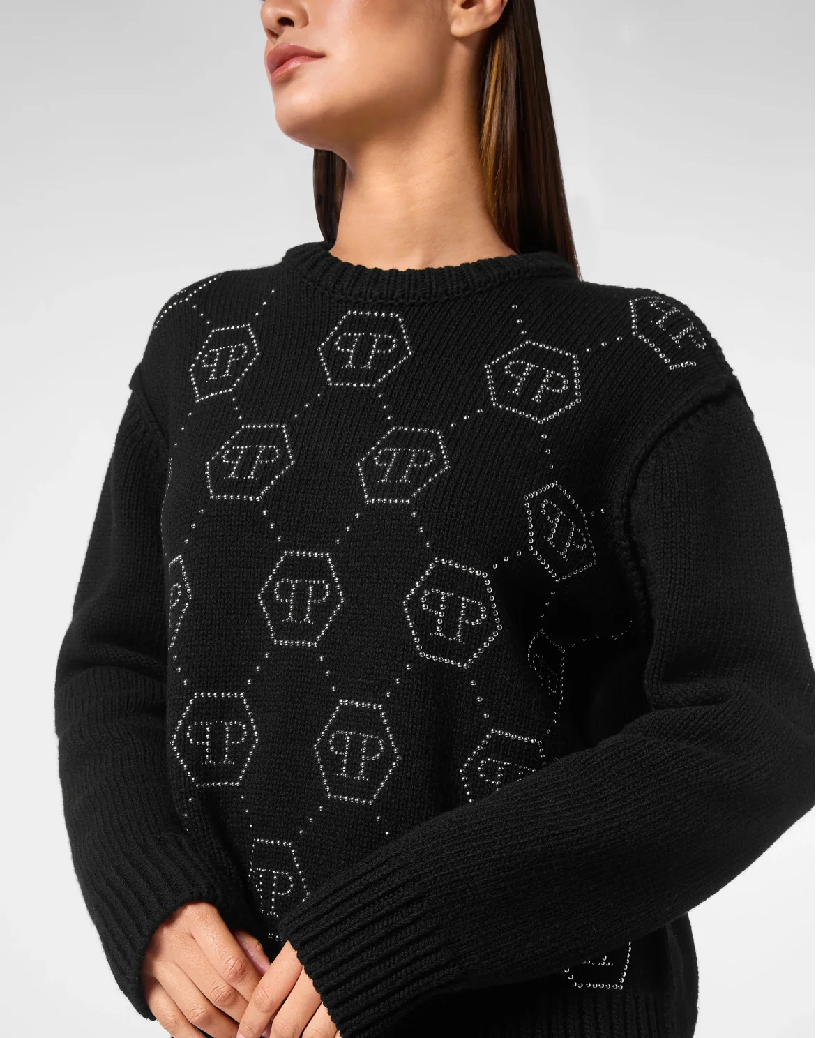 Pullover Round Neck Monogram, цвет: Черный