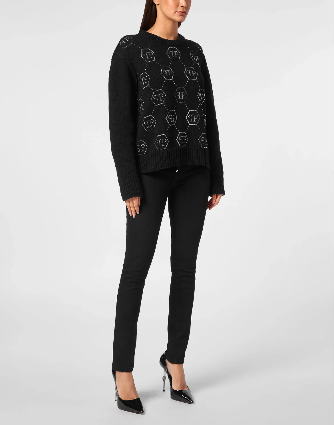 Pullover Round Neck Monogram, цвет: Черный