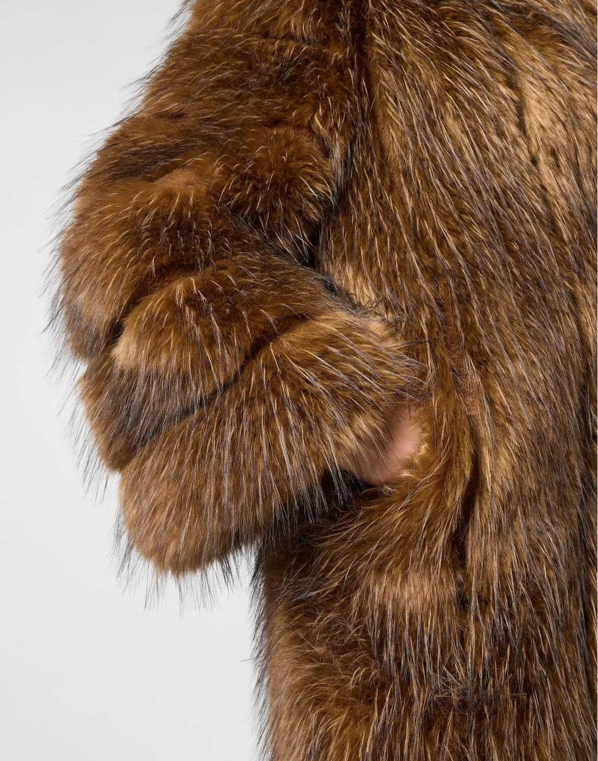 Oversize Long Eco Fox Coat, цвет: Коричневый