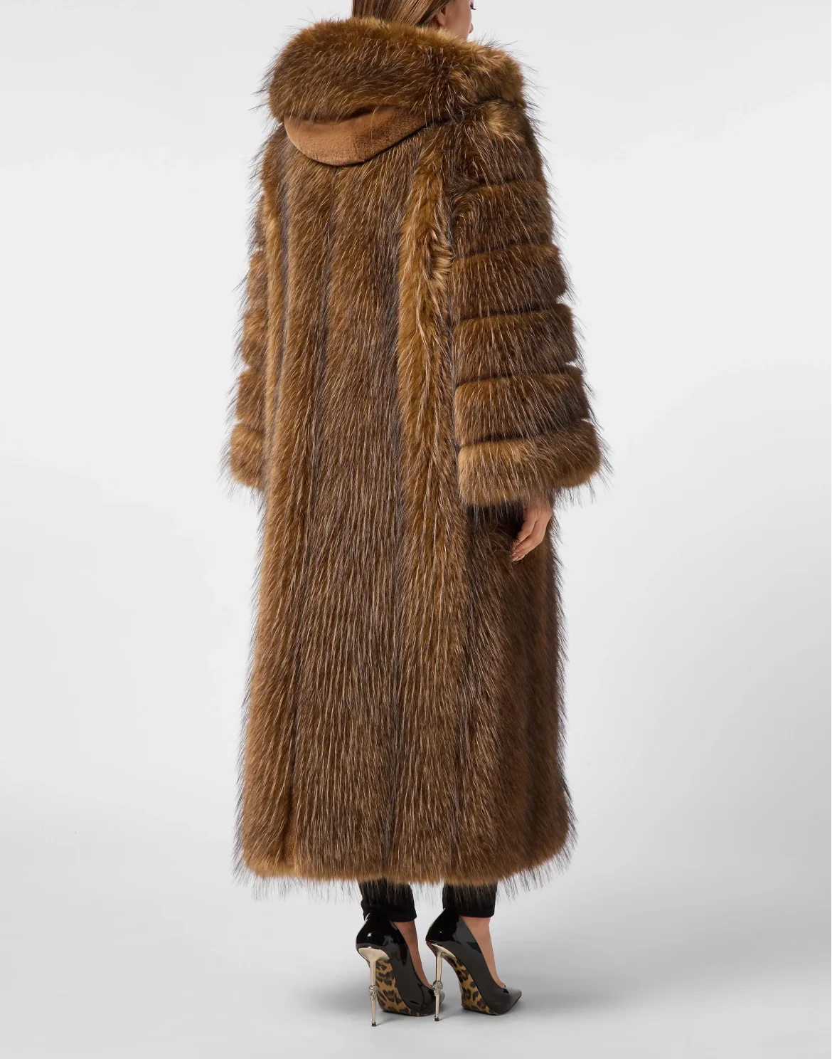 Oversize Long Eco Fox Coat, цвет: Коричневый