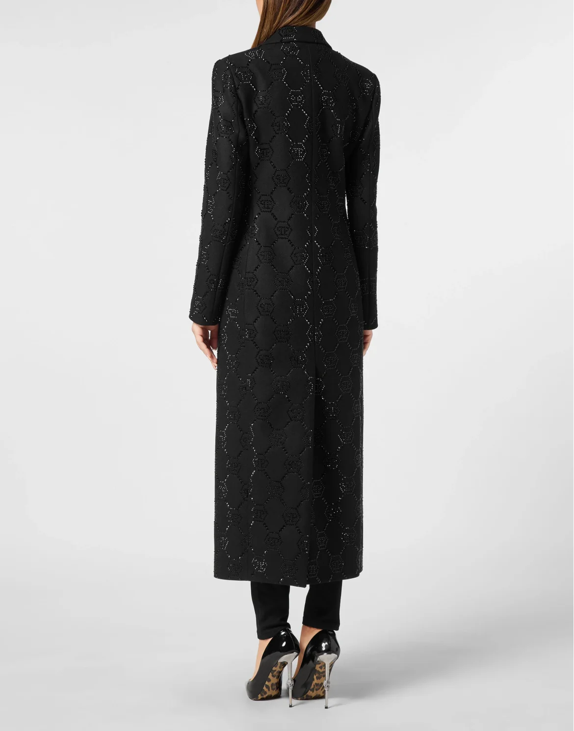 Maxi Coat Strass Monogram, цвет: Черный
