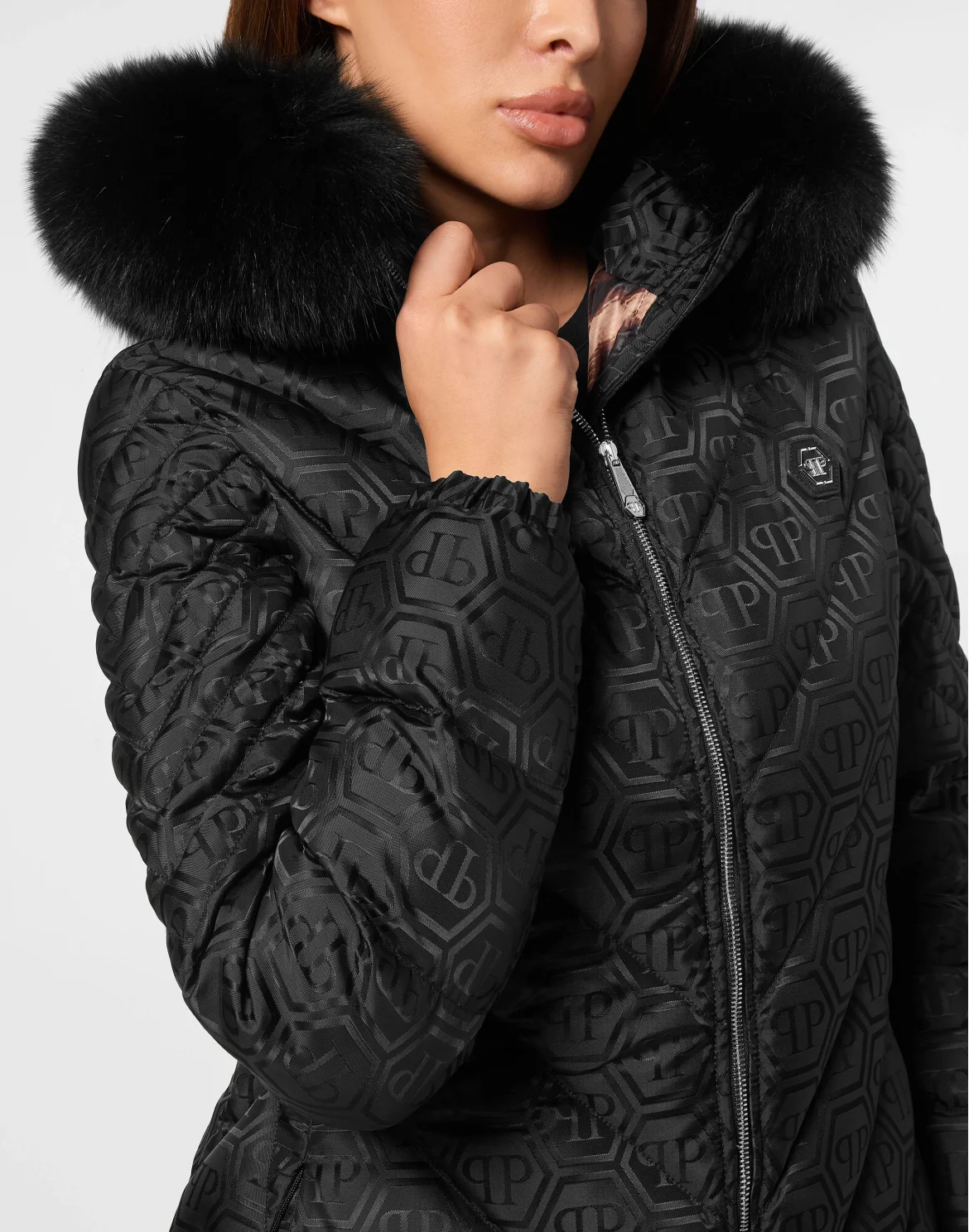 Long Coat Puffer Jacket Monogram, цвет: Черный