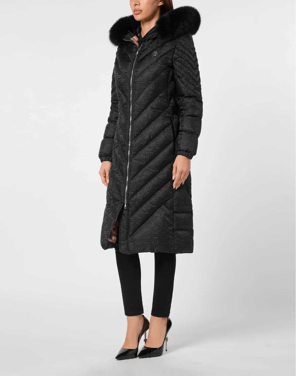 Long Coat Puffer Jacket Monogram, цвет: Черный