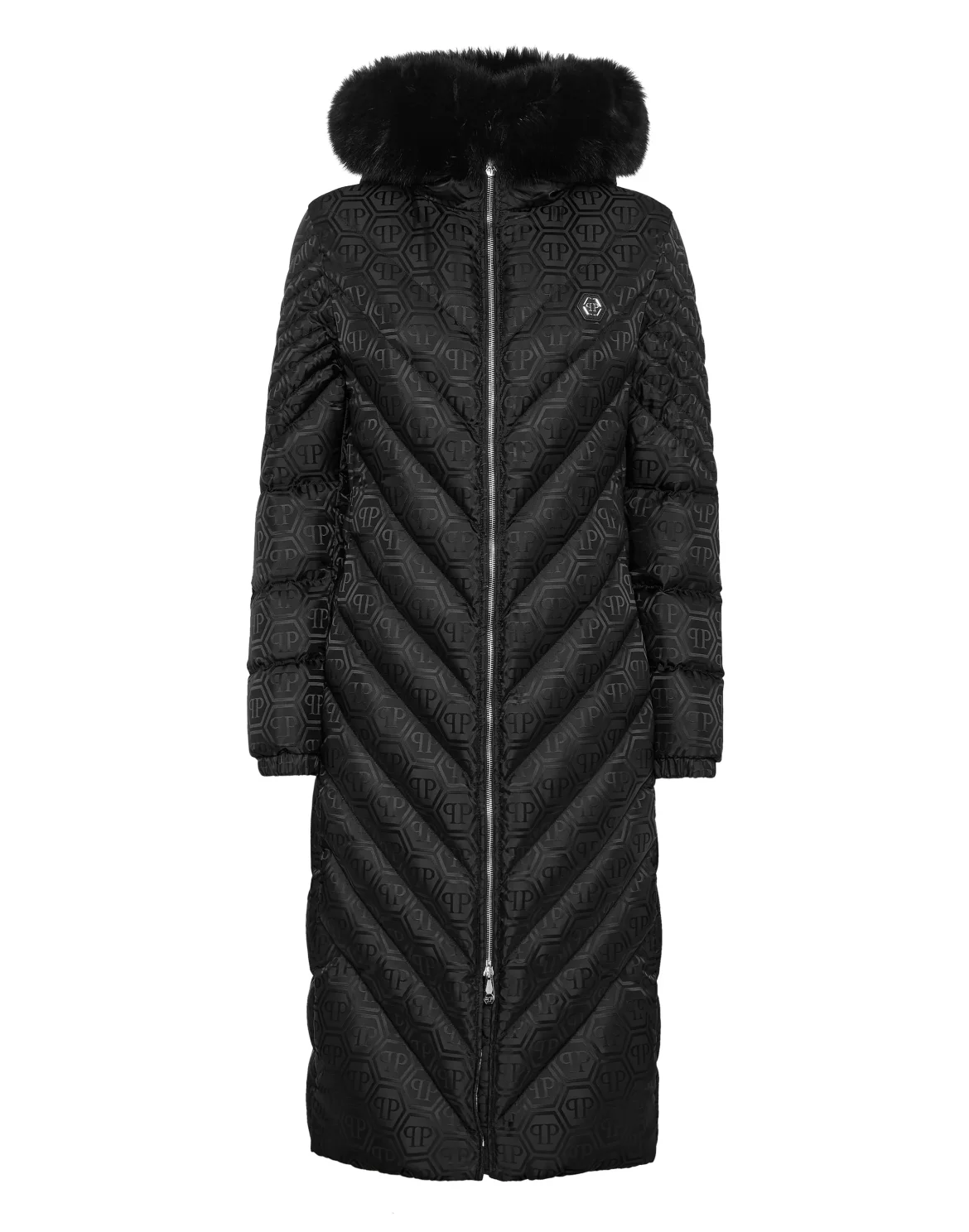 Long Coat Puffer Jacket Monogram, цвет: Черный