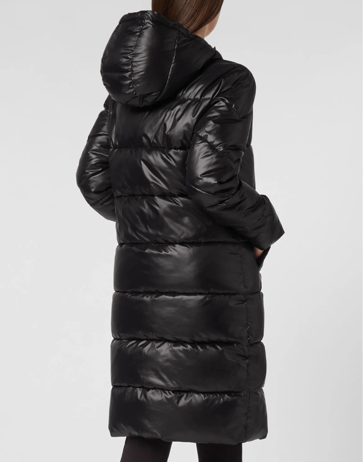 Nylon Long Puffered Jacket, цвет: Черный