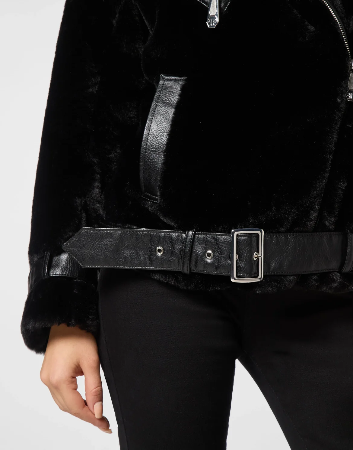 Shearling Eco Fur Coat, цвет: Черный