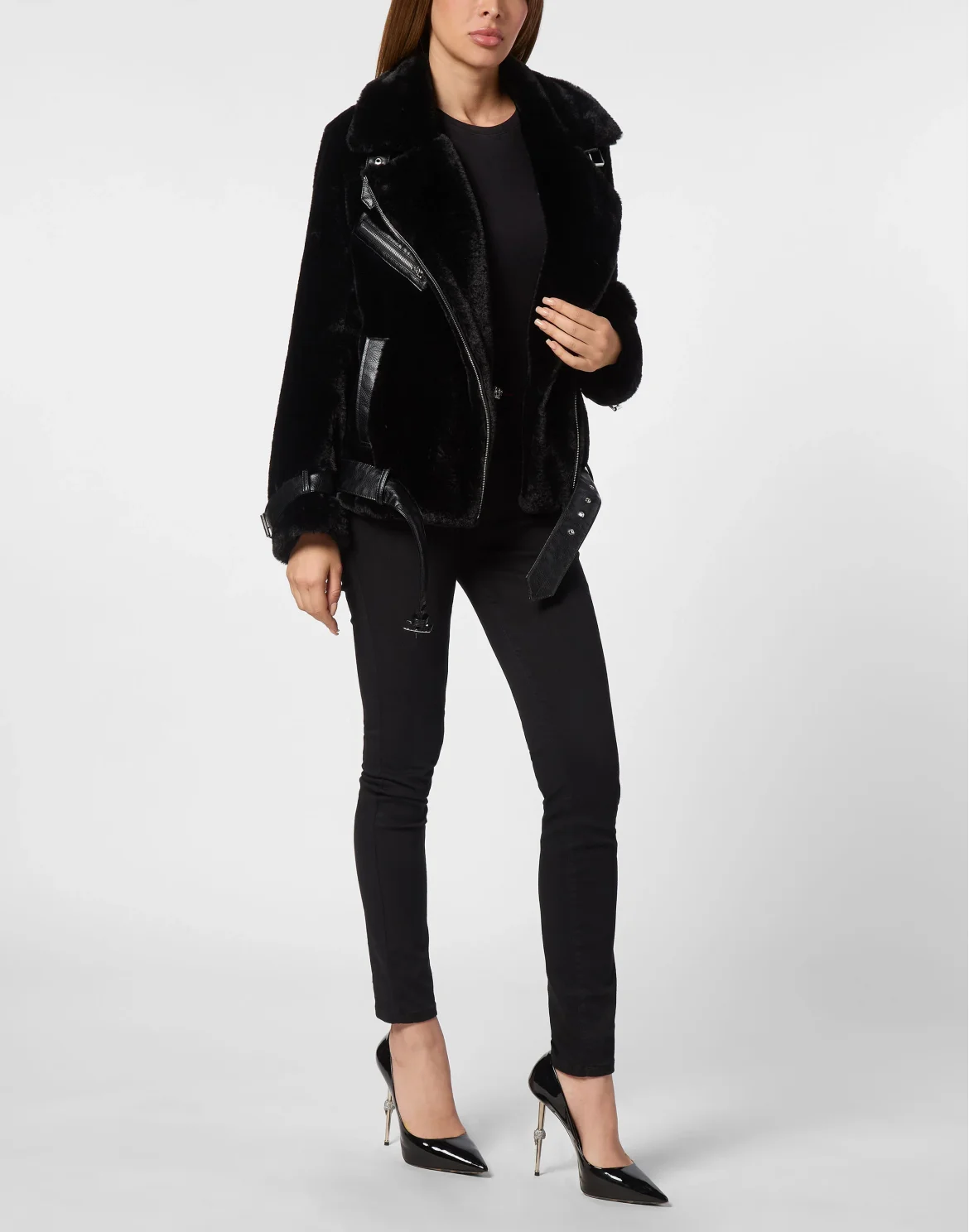 Shearling Eco Fur Coat, цвет: Черный
