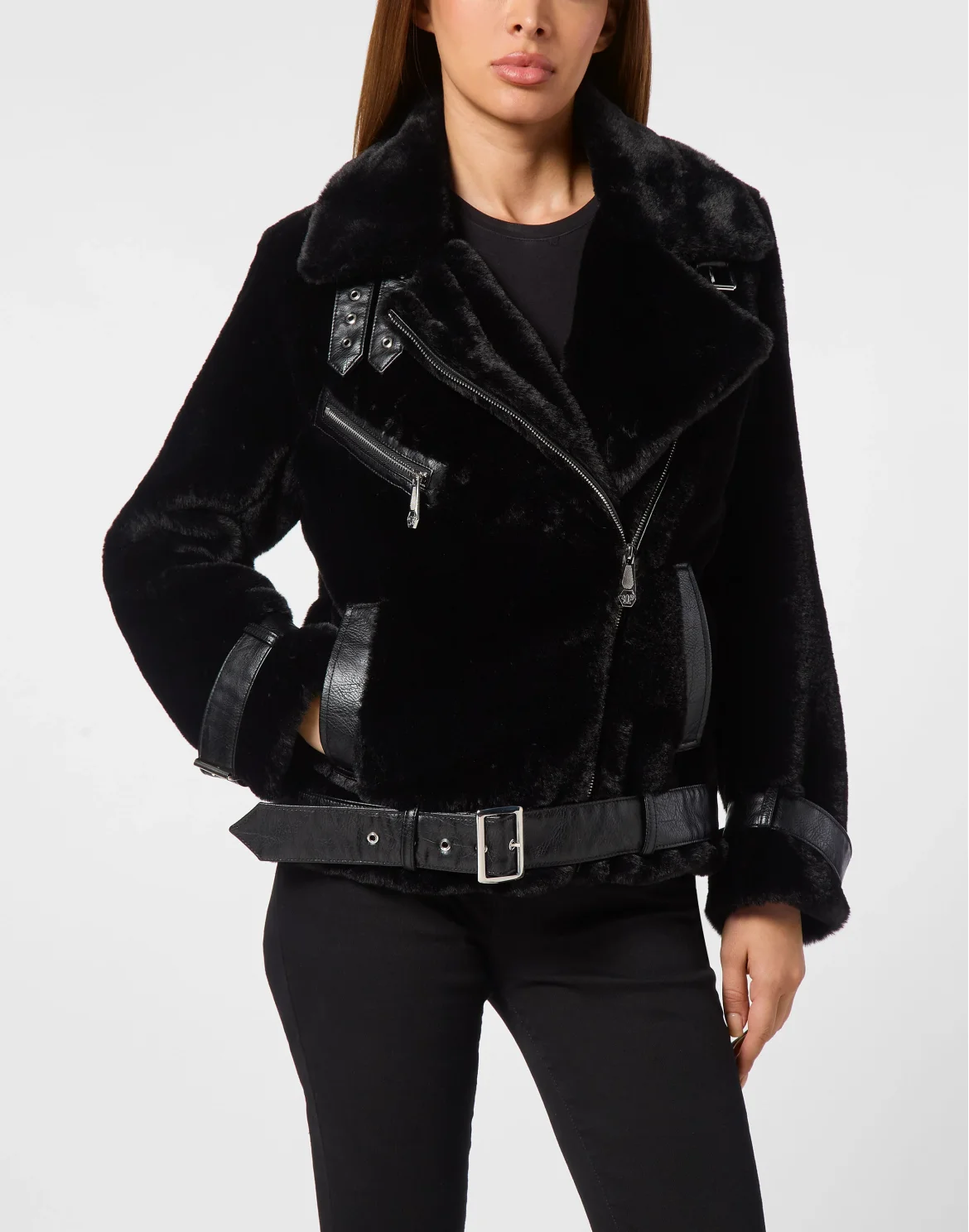 Shearling Eco Fur Coat, цвет: Черный