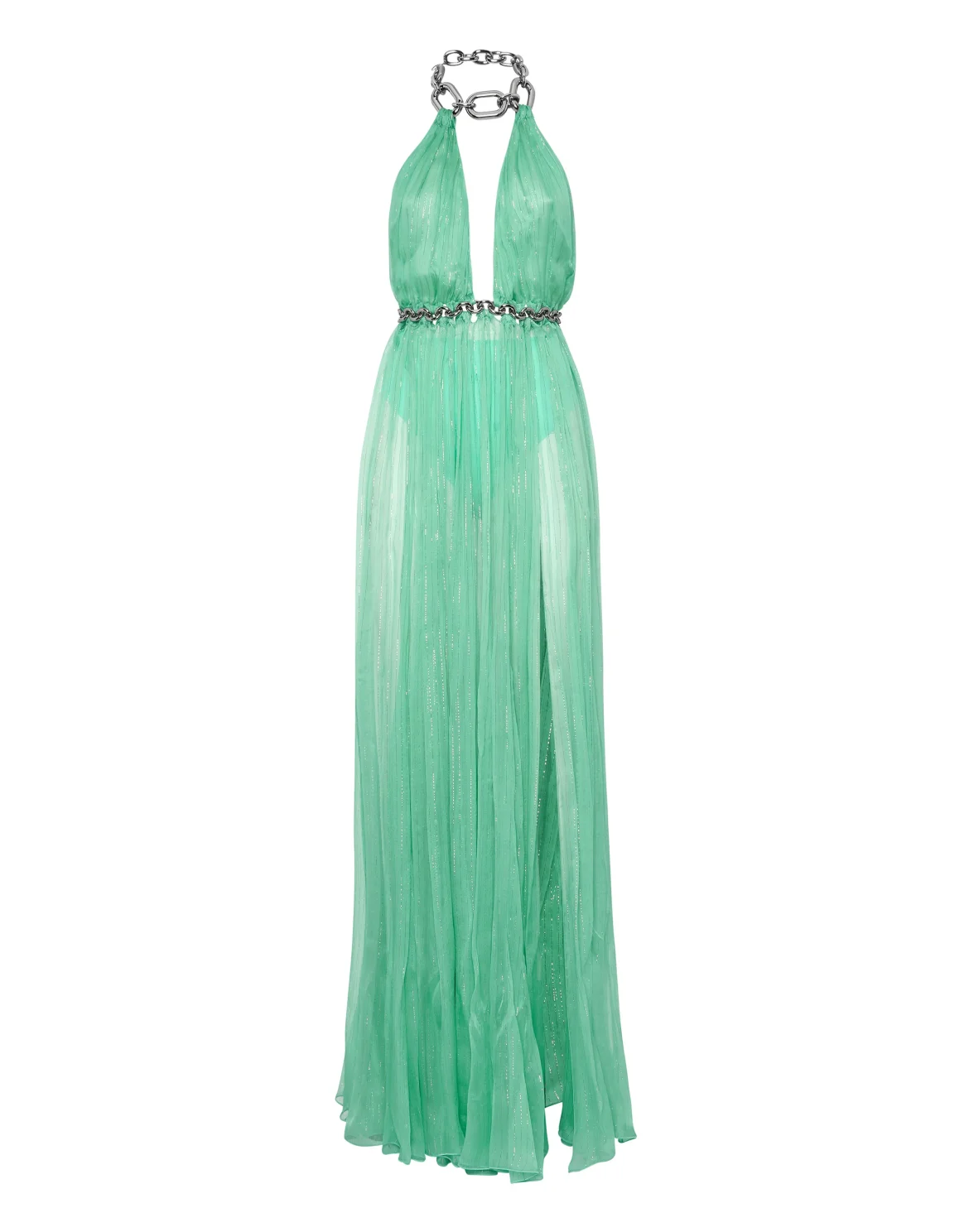 Chiffon Woven Chain Long Dress, цвет: Бирюзовый