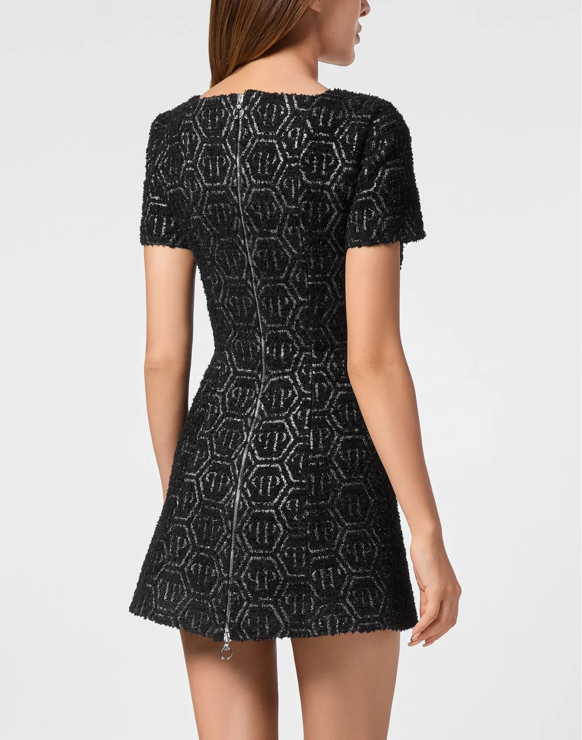 Tweed Short Dress Monogram, цвет: Черный