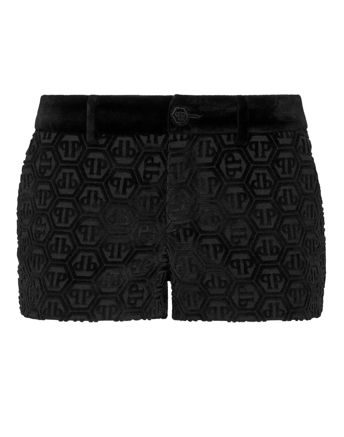 Velvet Devore Mini Shorts Monogram, цвет: Черный