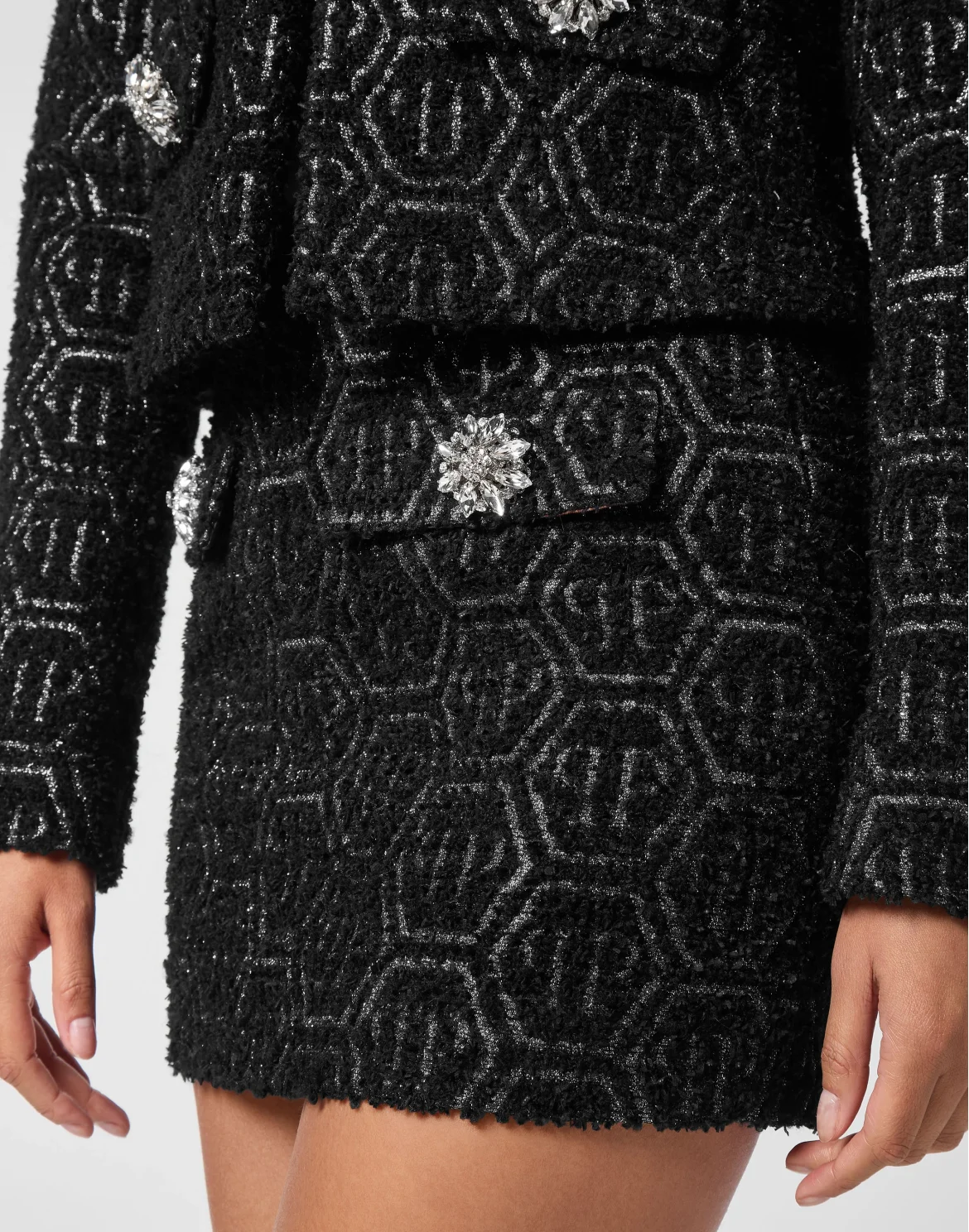 Tweed Mini Skirt Monogram, цвет: Черный