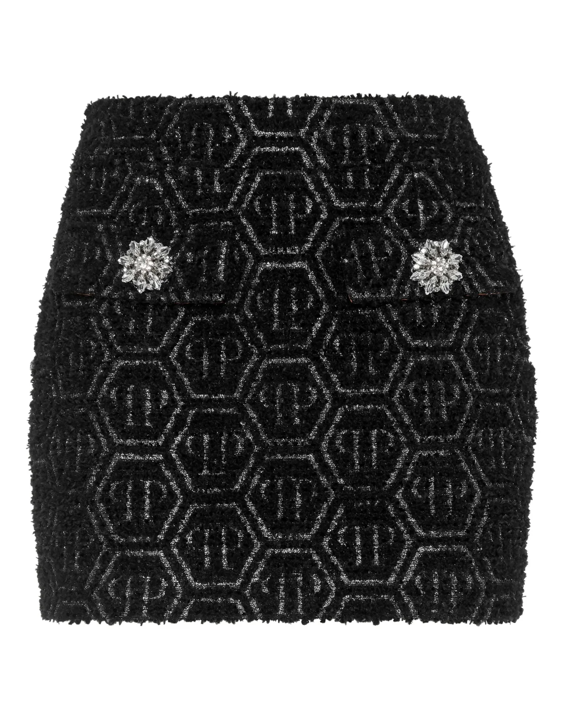 Tweed Mini Skirt Monogram, цвет: Черный