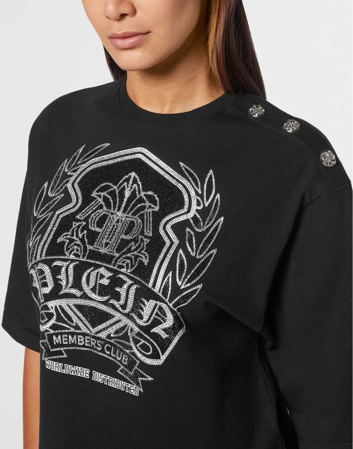 Cropped T-Shirt Strass, цвет: Черный