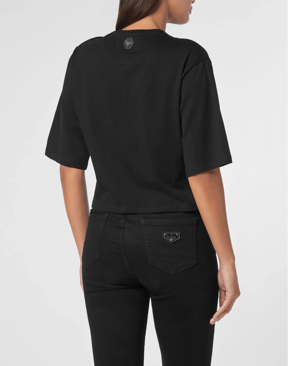 Oversize Cropped T-shirt Round Neck SS, цвет: Черный