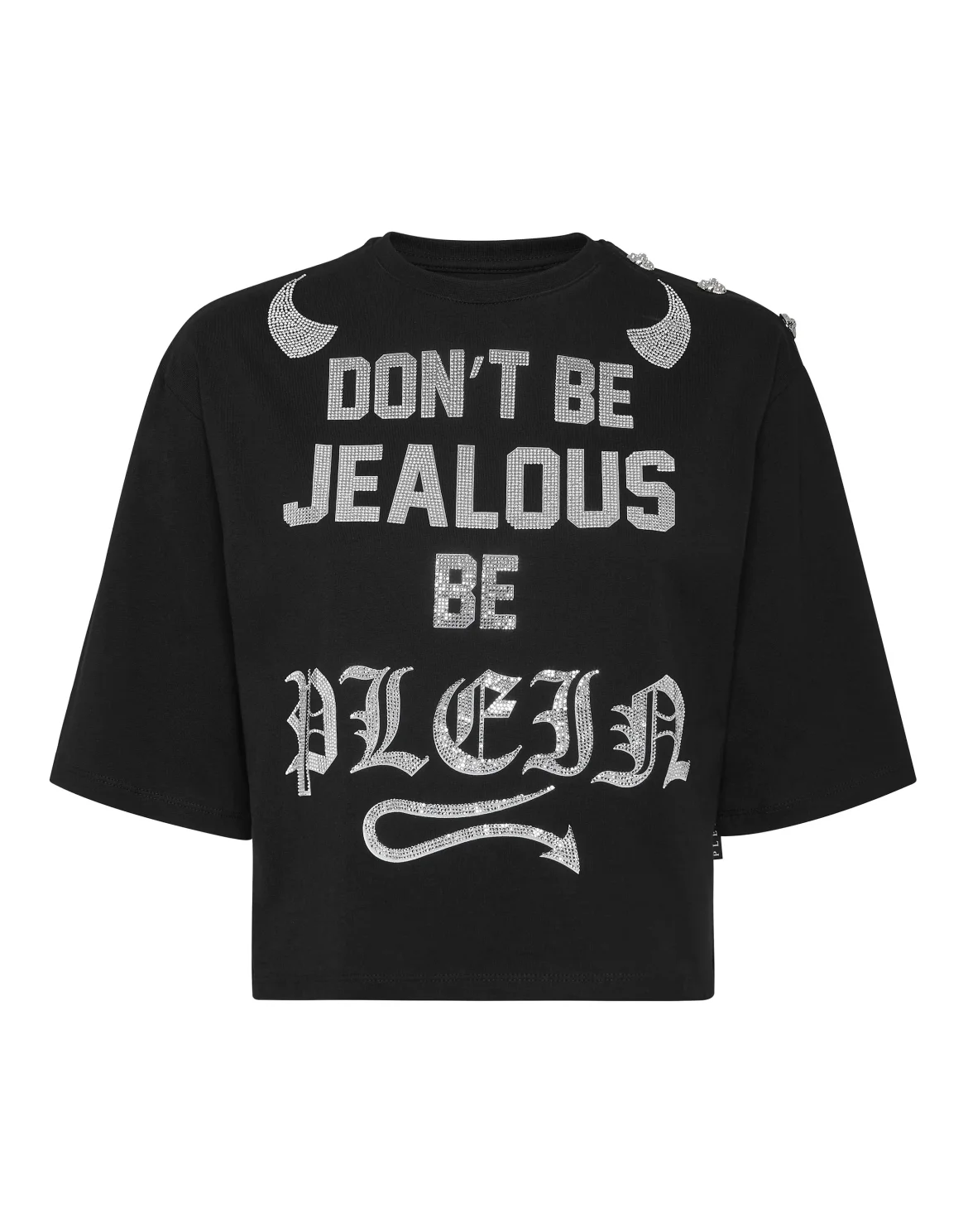 Oversize Cropped T-shirt Round Neck SS, цвет: Черный