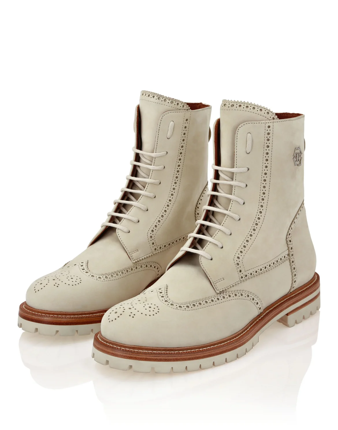 Nubuck Boots Mid Flat Hexagon, цвет: Белый