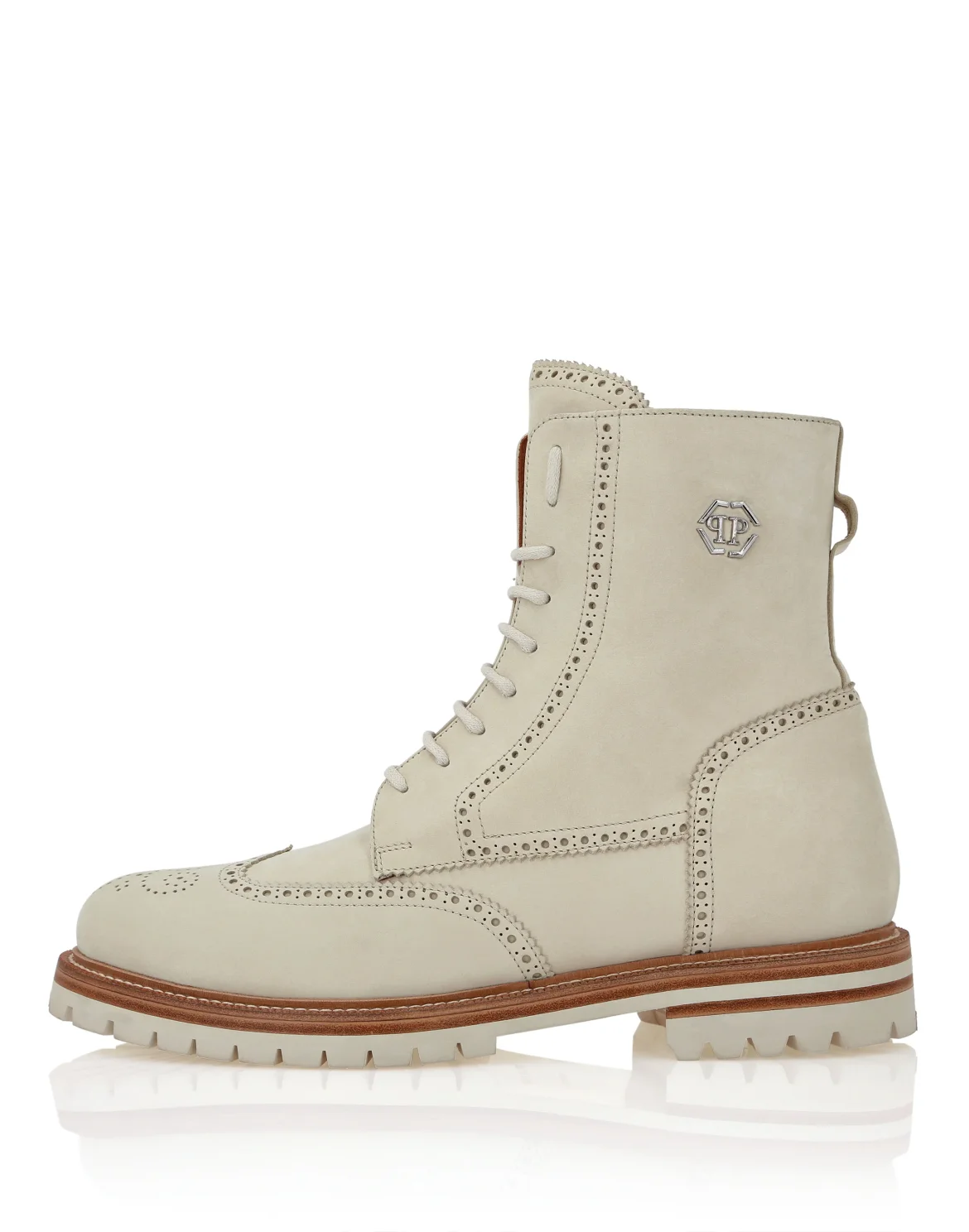 Nubuck Boots Mid Flat Hexagon, цвет: Белый