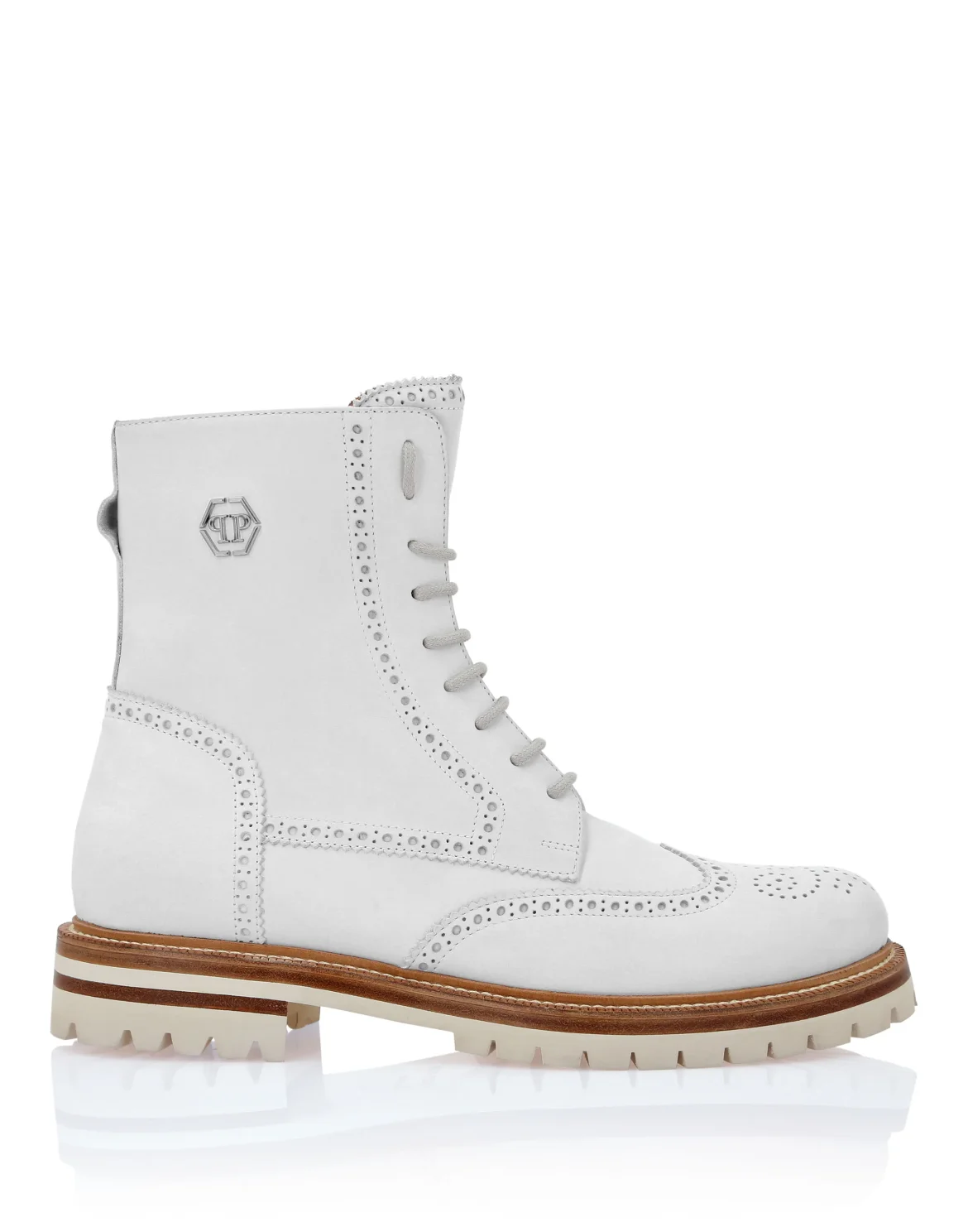 Nubuck Boots Mid Flat Hexagon, цвет: Белый