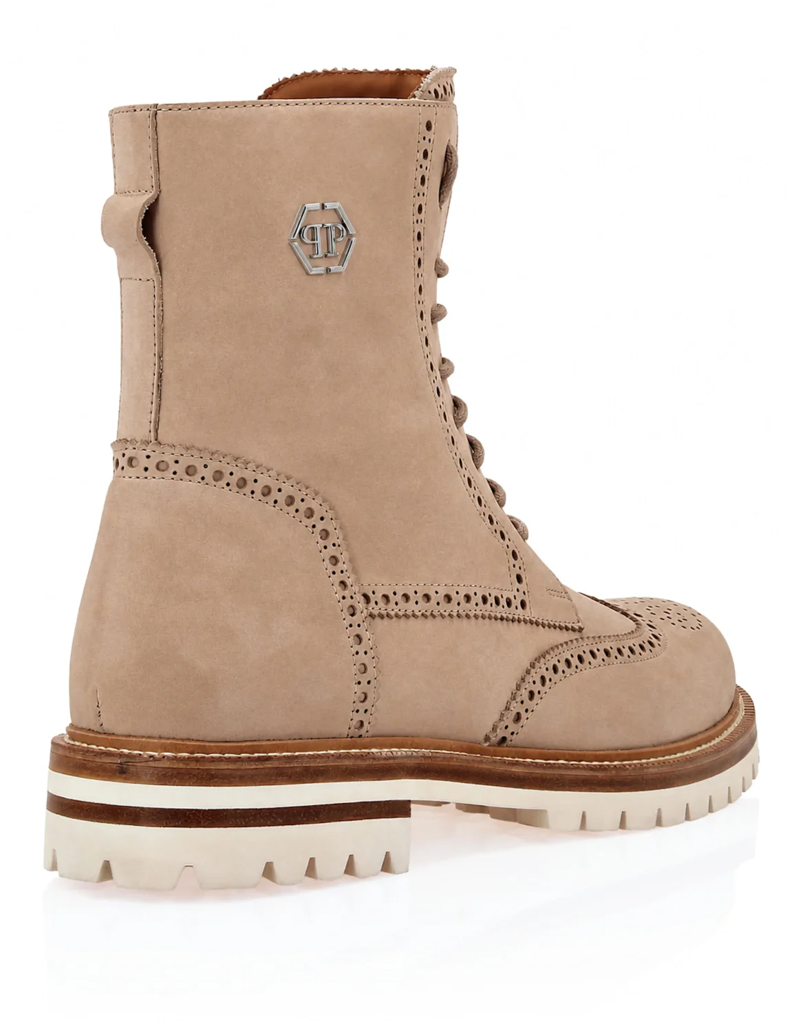Nubuck Boots Mid Flat Hexagon, цвет: Бежевый
