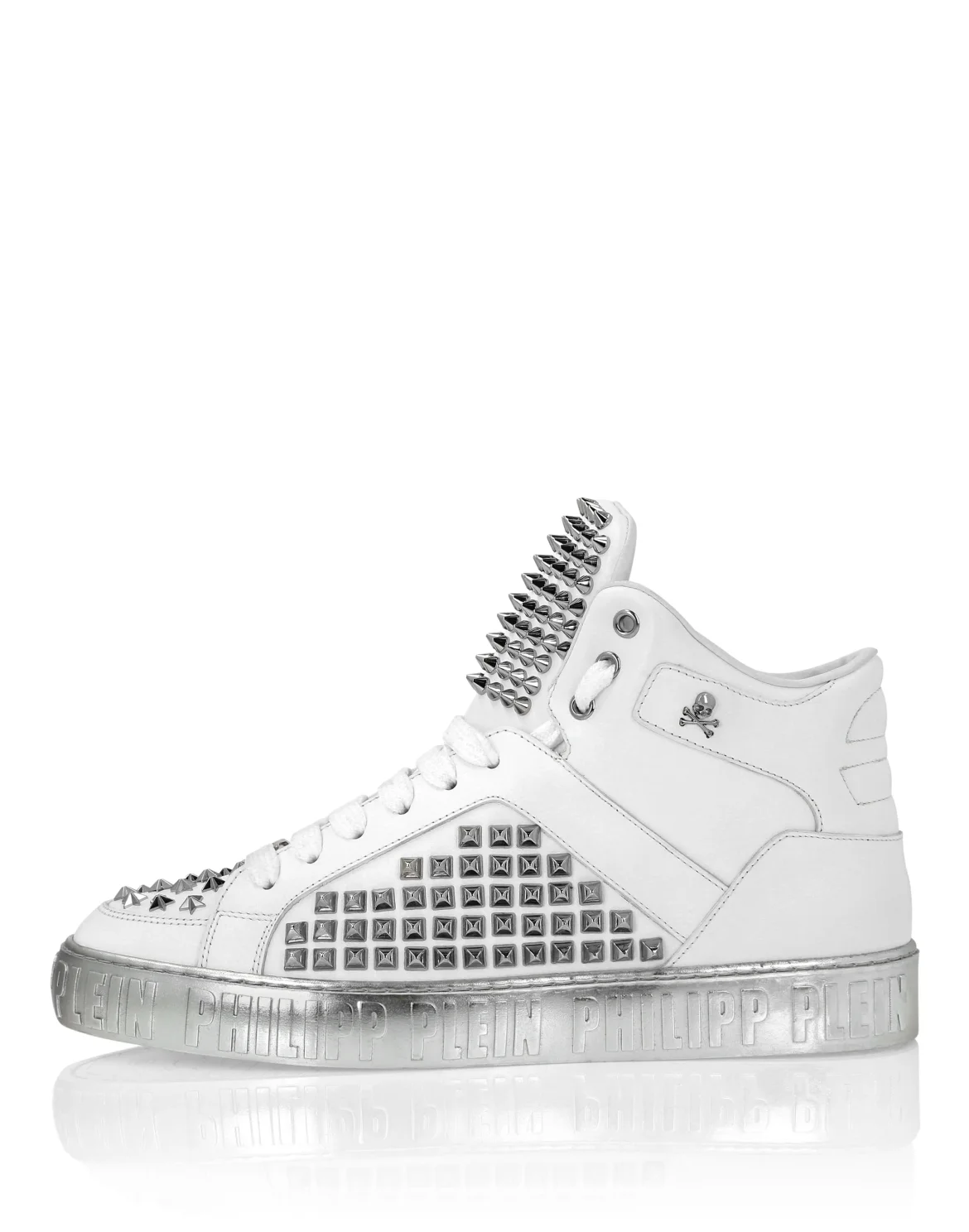 Nappa Leather Mid-Top Sneakers Studs, цвет: Белый