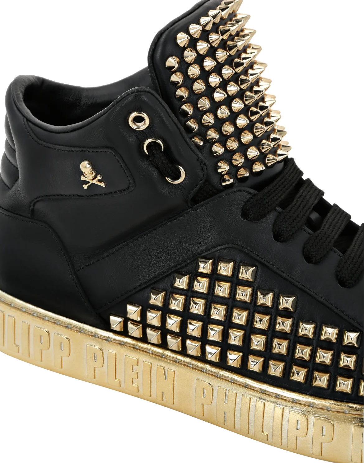 Nappa Leather Mid-Top Sneakers Studs, цвет: Черный