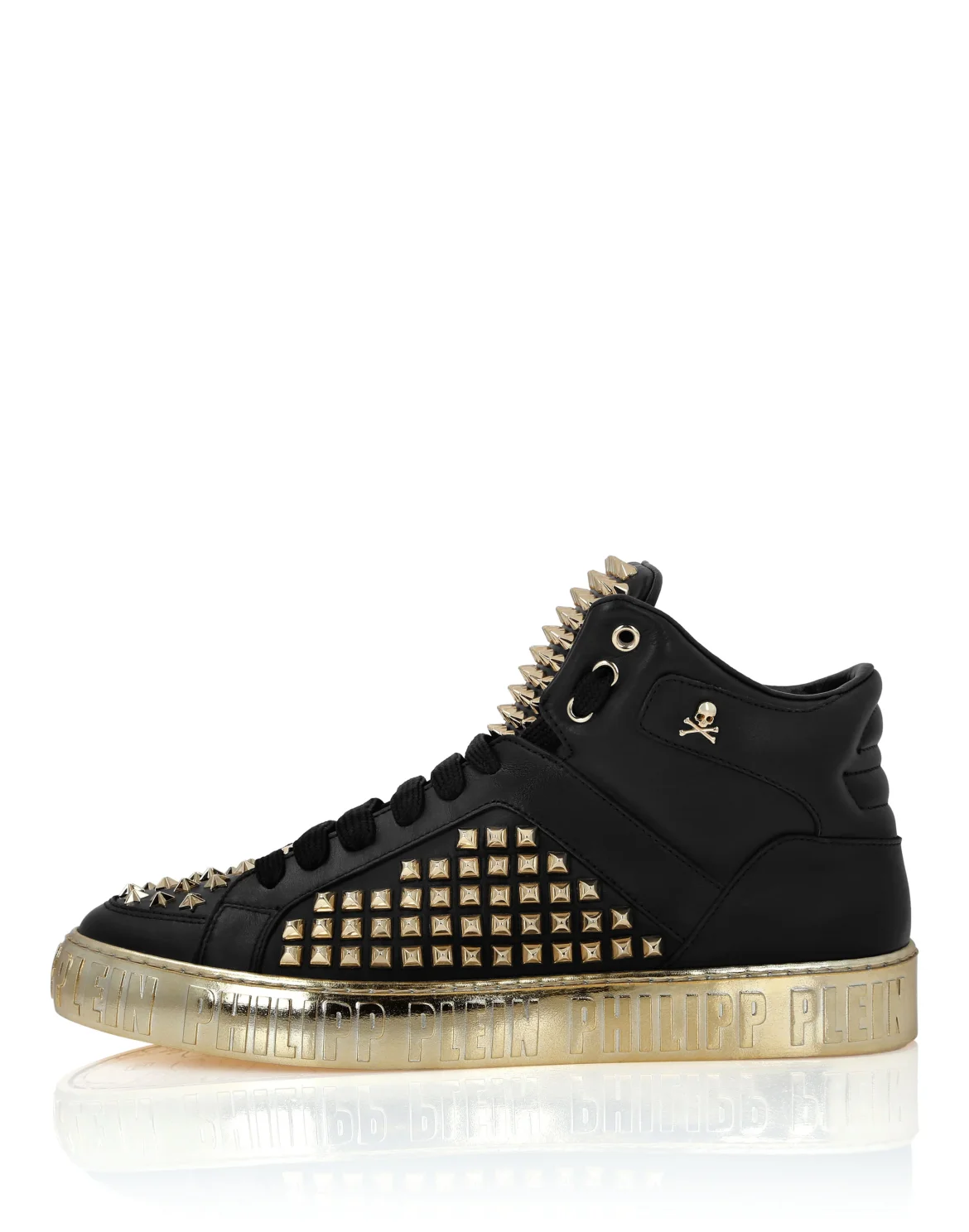 Nappa Leather Mid-Top Sneakers Studs, цвет: Черный