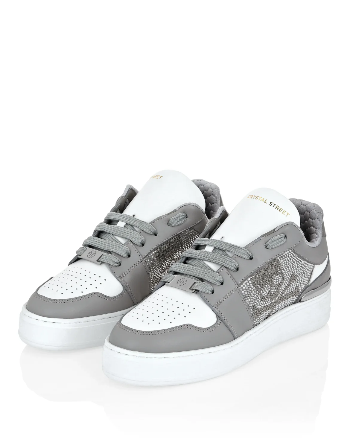 Lo-Top Crystal Leather Sneakers Skull&Bones, цвет: Белый