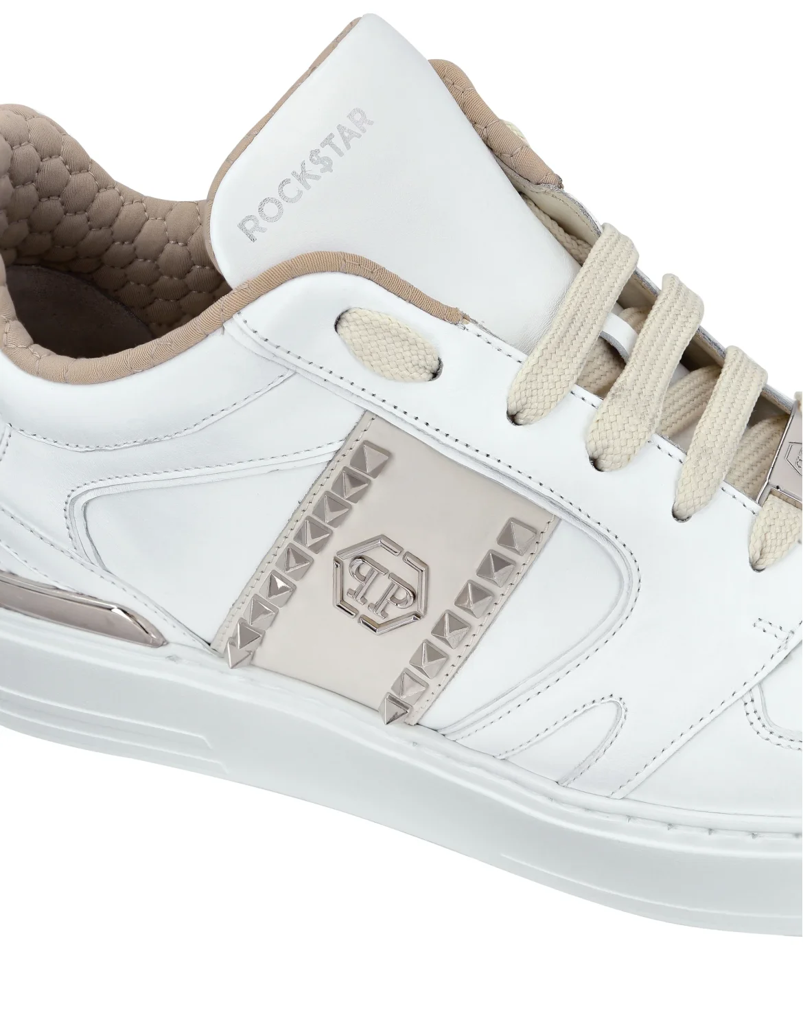 Nappa Leather Lo-Top Sneakers Studs, цвет: Белый