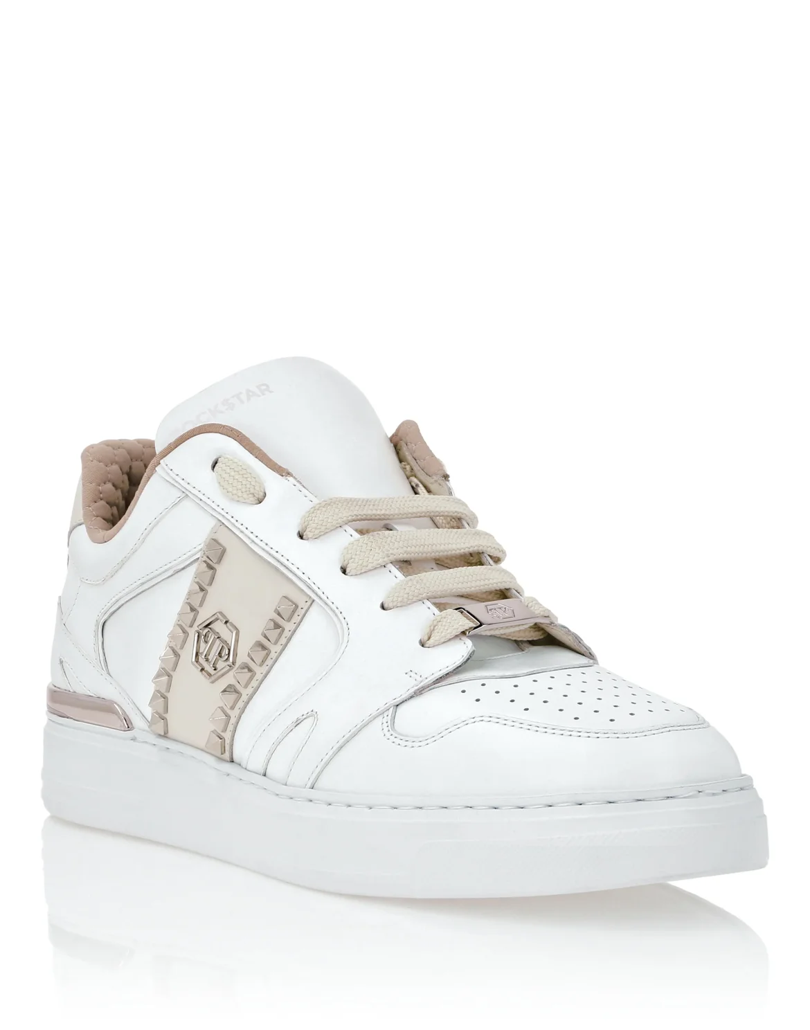 Nappa Leather Lo-Top Sneakers Studs, цвет: Белый