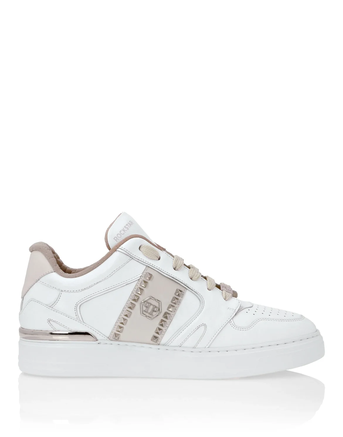 Nappa Leather Lo-Top Sneakers Studs, цвет: Белый
