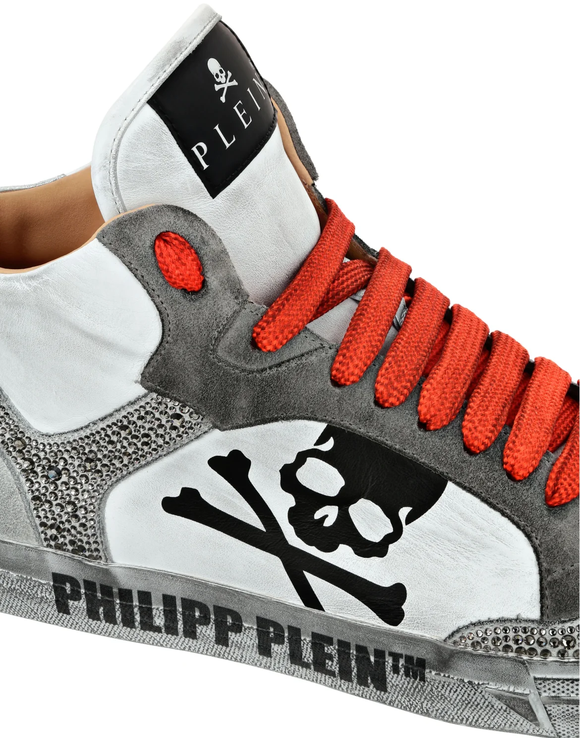 Nappa Leather Hi-Top Sneakers Strass Retrokickz TM, цвет: Оранжевый