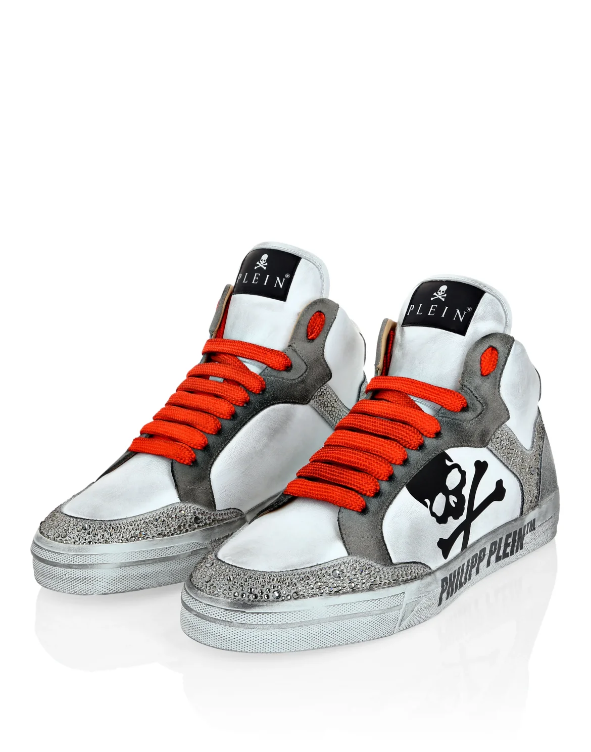 Nappa Leather Hi-Top Sneakers Strass Retrokickz TM, цвет: Оранжевый