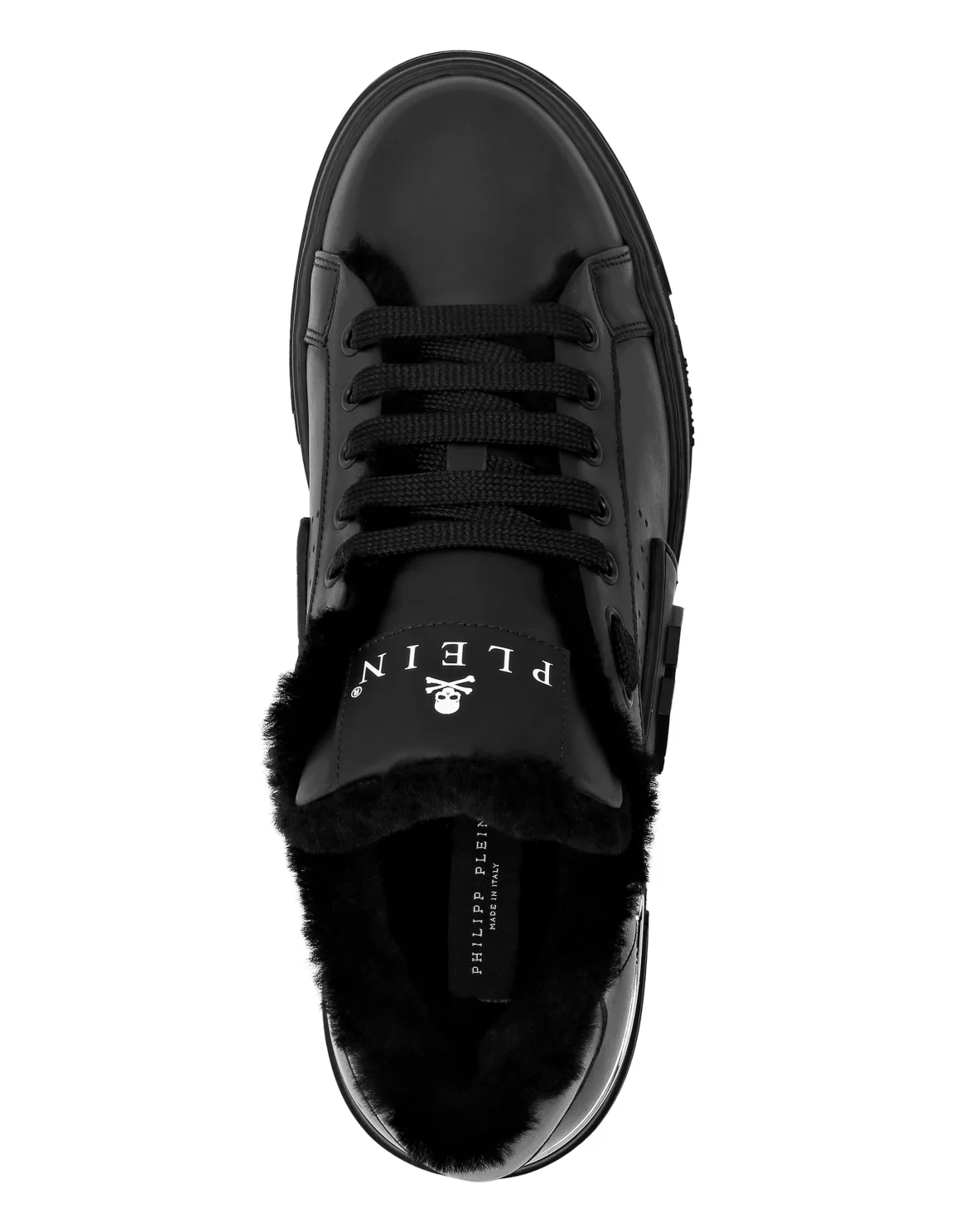Nappa Leather Lo-Top Sneakers With Fur Hexagon, цвет: Черный