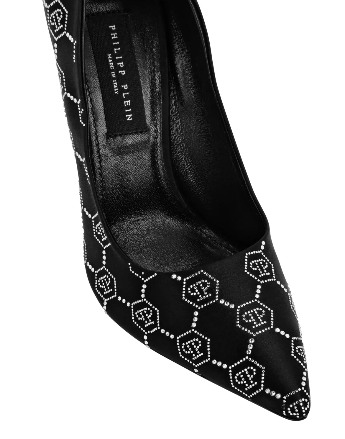 Satin Decollete Hi-Heels Strass Monogram, цвет: Черный