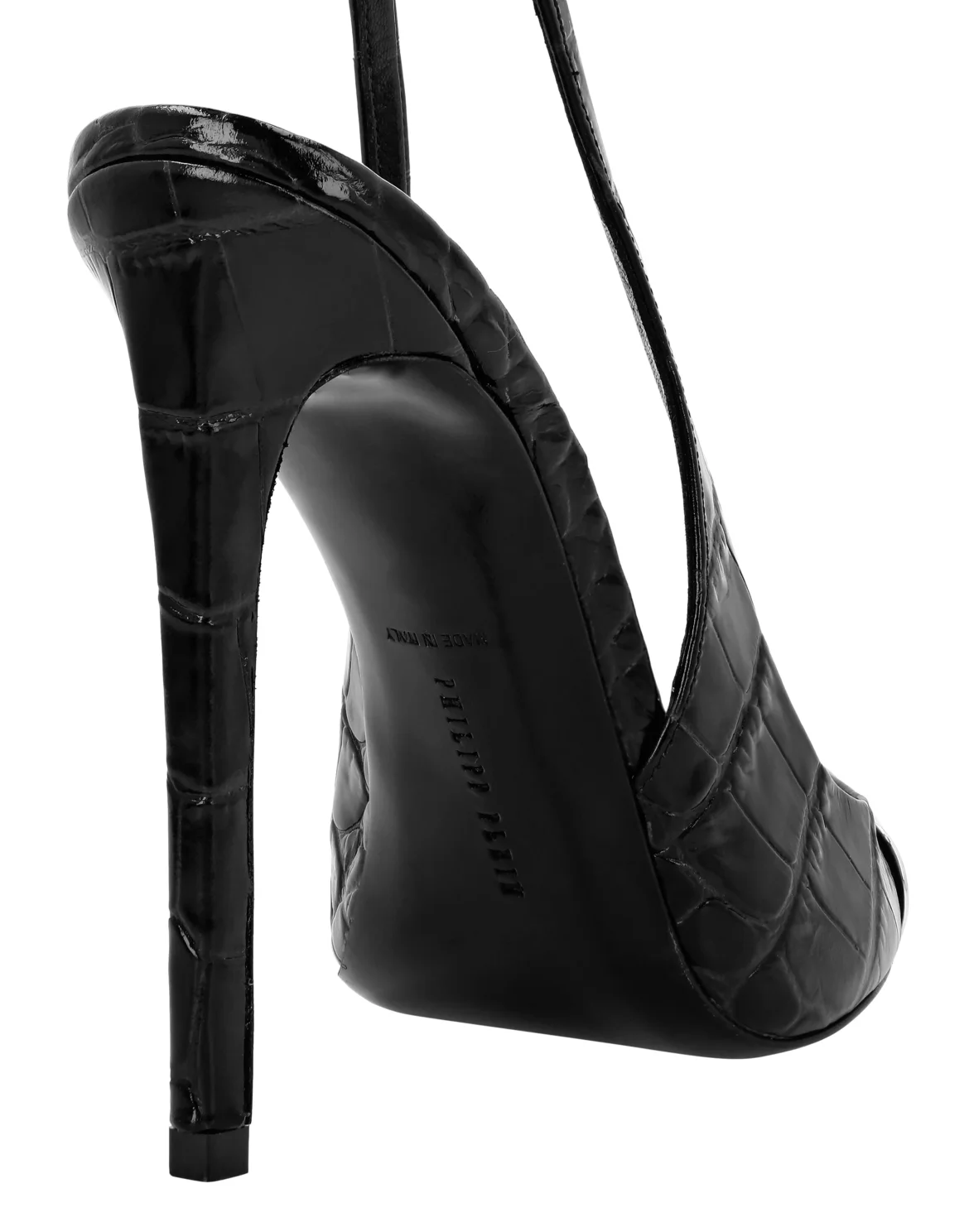 Crocco Slingback High Heels Shoes Skull strass, цвет: Черный
