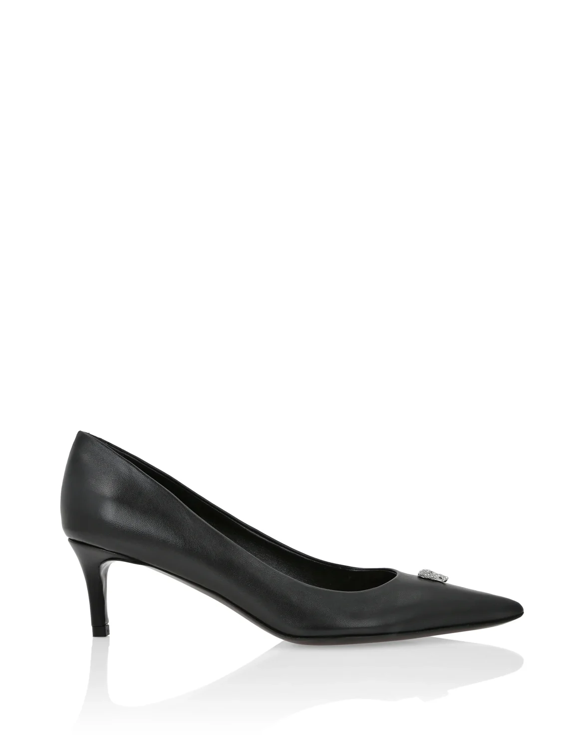 Nappa Leather Decollete Low Heels Skull strass, цвет: Черный