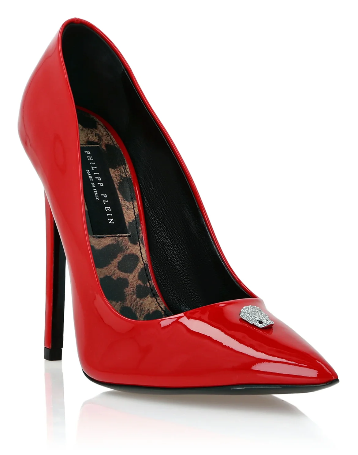 Patent Leather Decollete Hi-Heels Skull strass, цвет: Красный